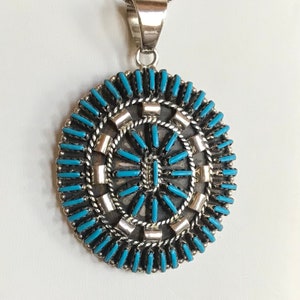 Turquoise Pendant Sterling Silver - Needle Point Pendant - Sleeping Beauty Pendant - Cluster Pendant image 1