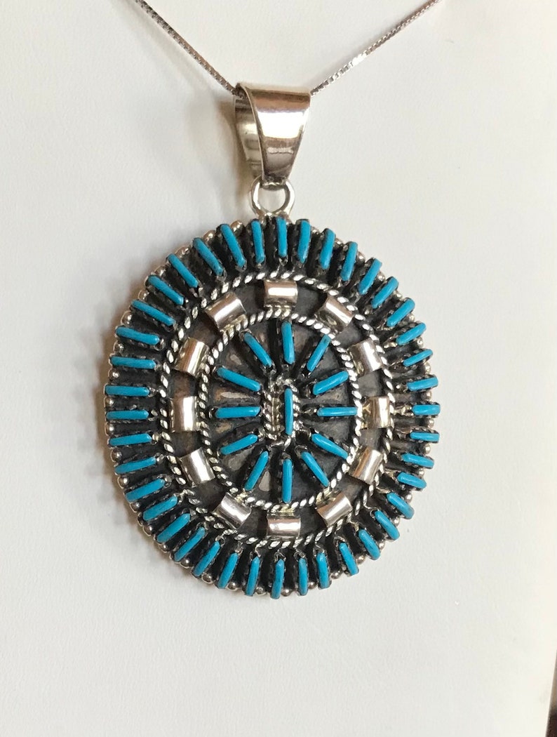 Turquoise Pendant Sterling Silver - Needle Point Pendant - Sleeping Beauty Pendant - Cluster Pendant image 1