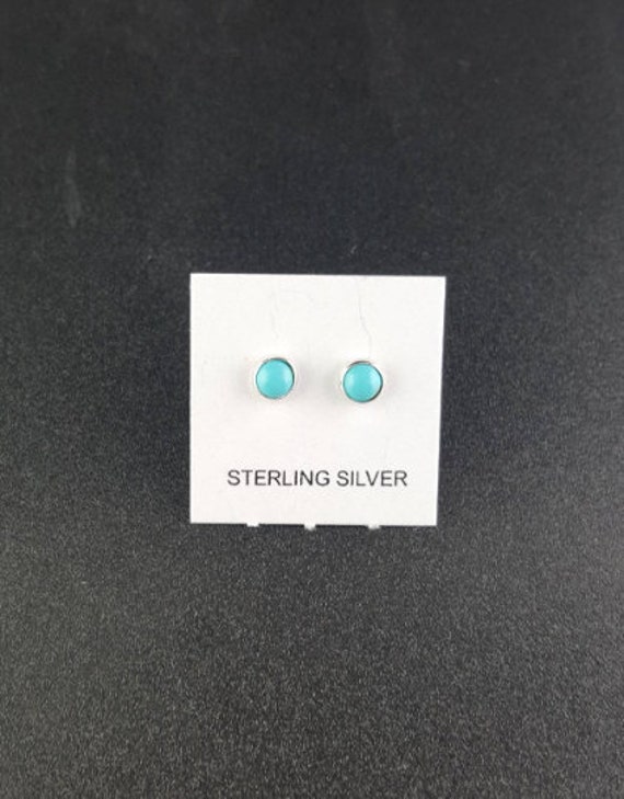 3mm Tiny, 4mm Southwest Turquoise Stud Earrings, Tiny Turquoise Stud Sterling Silver Earrings