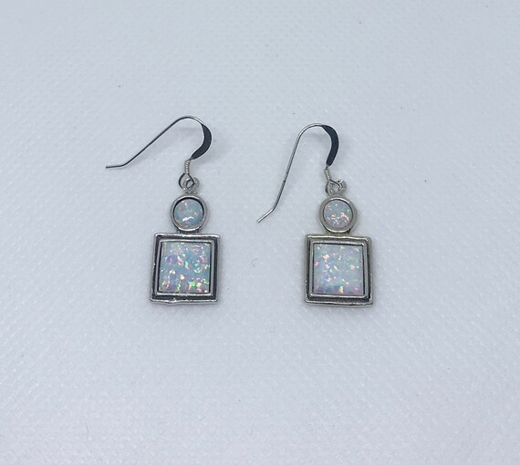 5mm Sterling Silver Opal Drop Earring in Blue 5mm Sterling Silver Opal Drop Earring in Blue