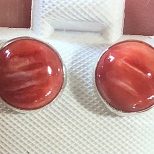 8mm Spiny Oyster Stud Earrings - Spiny Oyster Sterling Silver Post Earrings