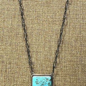 Turquoise Bar Necklace - Sterling Silver Turquoise Bar Necklace.