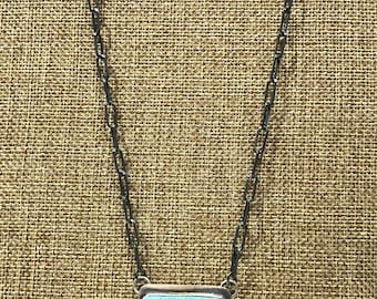 Turquoise Bar Necklace - Sterling Silver Turquoise Bar Necklace.