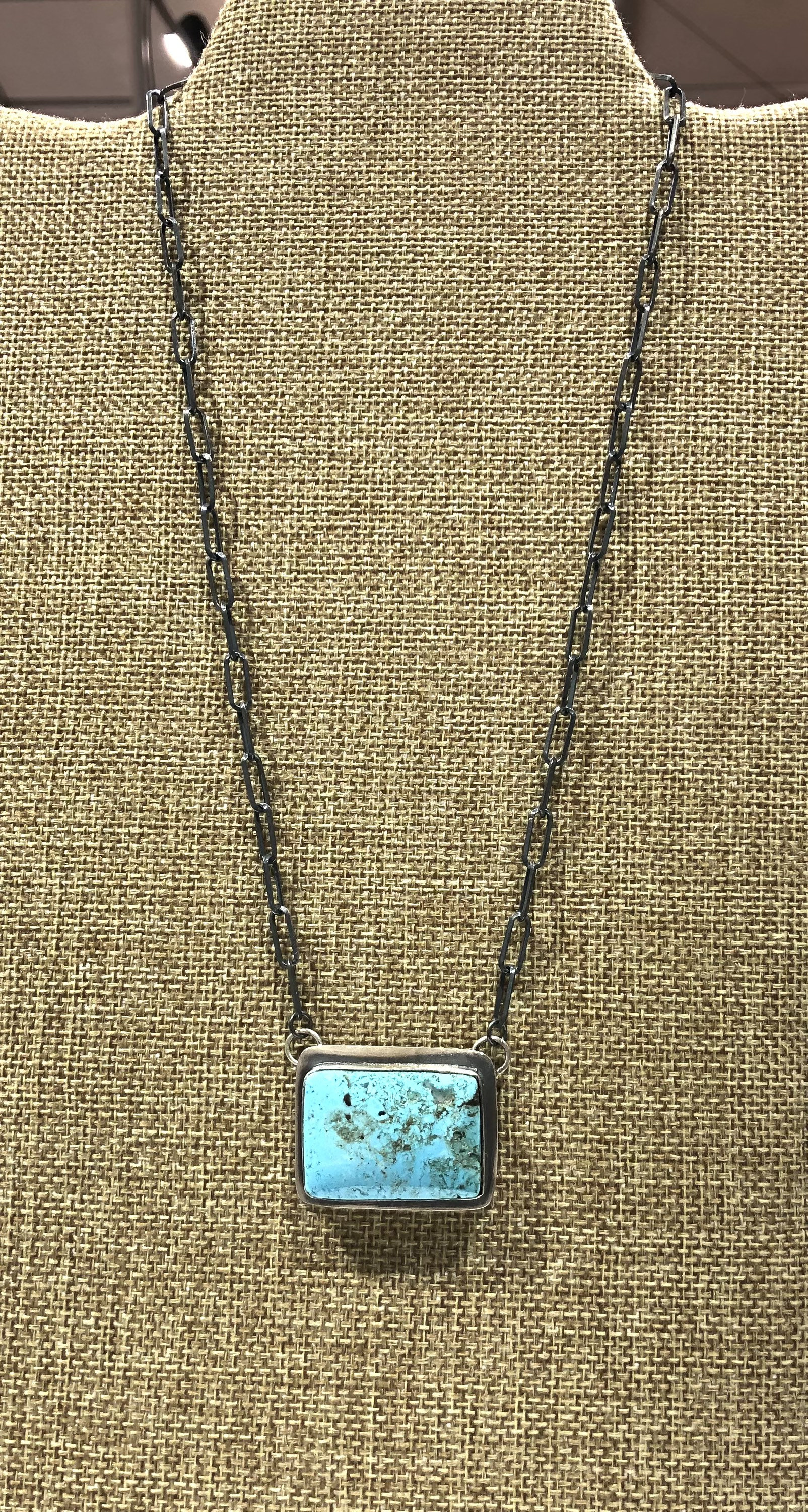 Sterling silver turquoise bar necklace sale