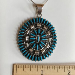 Turquoise Pendant Sterling Silver - Needle Point Pendant - Sleeping Beauty Pendant - Cluster Pendant image 4