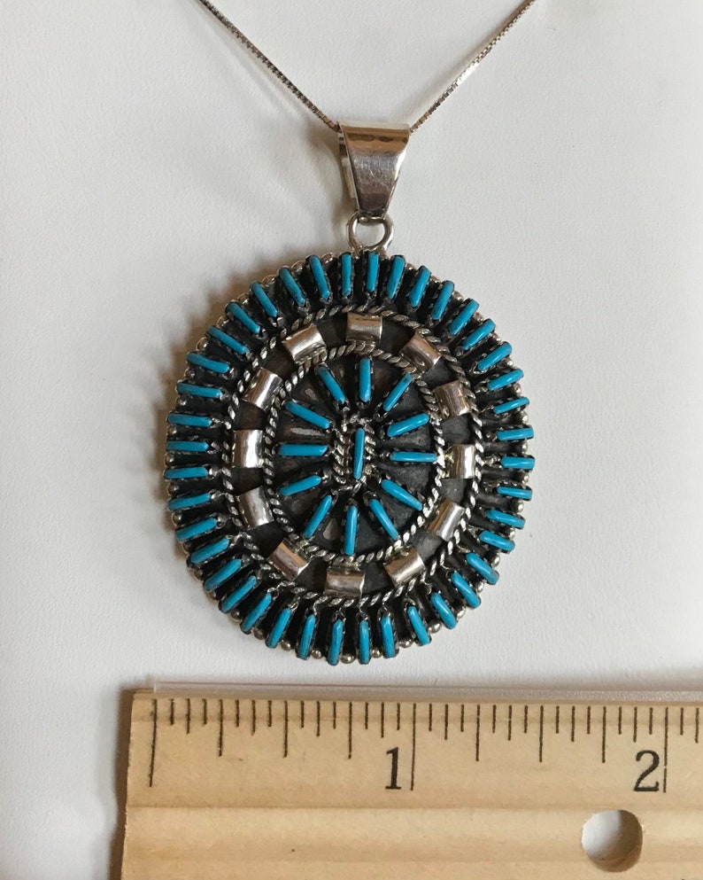 Turquoise Pendant Sterling Silver - Needle Point Pendant - Sleeping Beauty Pendant - Cluster Pendant image 4