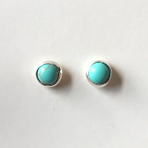 Turquoise Stud Sterling Silver Post Earrings 4mm, 5mm