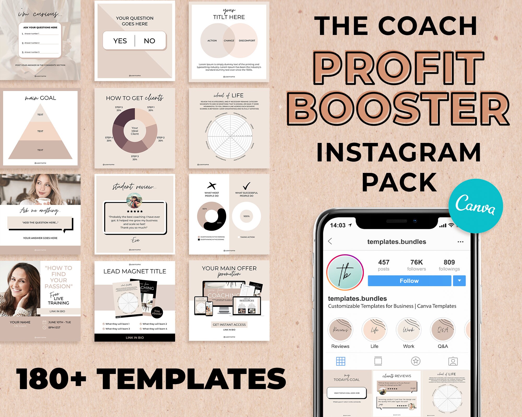 Coaching Instagram Templates for Canva, Life Coaching Instagram ...