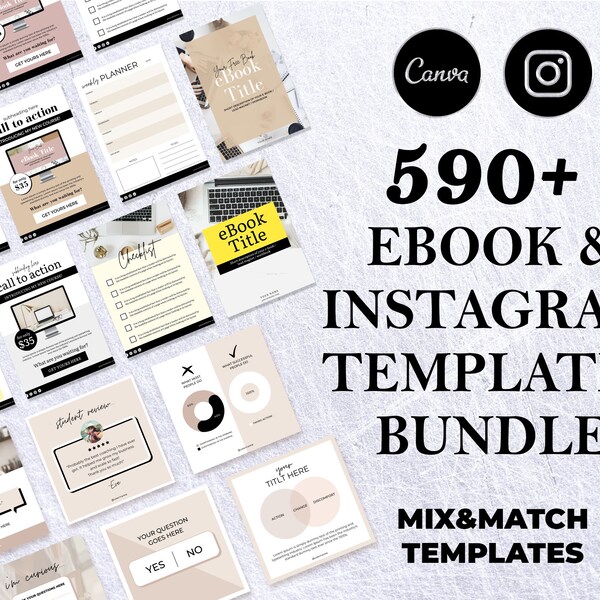 Ebook Template Canva, Templates Bundle, Editable Workbook, Life Coach Instagram Templates, Instagram Template Canva, Ebook Cover