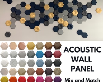 Decorative Soundproofing Tile Custom acoustic panel Sound absorbing panel Sound dampening Hexagon wall decor Wall covering Noise reduction