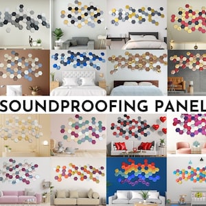 SOUNDPROOFING WALL PANELS Removable acoustic tiles Colorful Foam Fancy wall hexagon 24  Geometric designs Beehive pattern Decorative panel