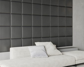 SQUARE ACOUSTIC PANEL 12&quot;X12&quot; Removable background 13 Colors available / Great looking soundproofing tiles / Easy DiY /Upholstery Headboard