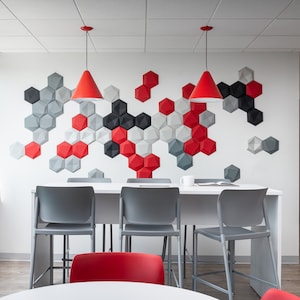 DECORATIVE SOUNDPROOFING PANEL Acoustic tile Sound absorbing panel Home theater Sound dampening Hexagon Wall Art Block noise and vibrations
