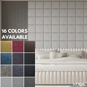 UPHOLSTERED SOFT WALL panels Heabdboard panel Modular wall cushion Customized bed background Removable bedroom paneling Peel and stick tile