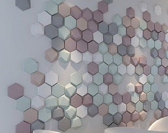 Decorative Soundproofing Tile PACK 50 TILES Acoustic panel Studio Sound absorbing panel Home Theater Sound dampening Hexagon Wall Art DIY
