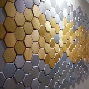 Decorative Soundproofing Hexagons 40 colors Wall diffuser Acoustic panel Personalized wall design Custom wall art Geometric wall decor panel