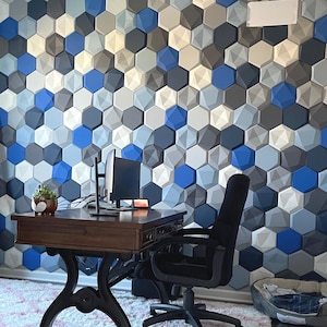ACOUSTIC WALL Panel - Removable decorative hexagon - Block sound vibration - Dampen room - Easy DIY installation Customize colors and design