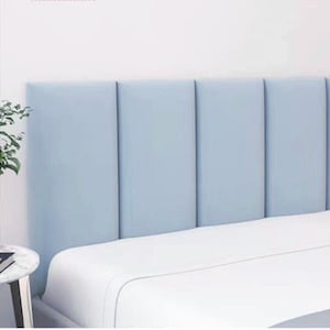 Blaue Kopfteil-Verkleidung, strukturierte Wandplatte, gepolsterte Wandplatte, strukturierter Boho-Stoff, rechteckige einfache DIY Installation, kundenspezifische Größe