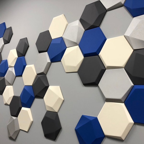 DECORATIVE AESTHETIC Sound diffuser Wall soundproofing hexagon Removable Geometric Acoustic panel 3D Large wall art sculpture Custom colors