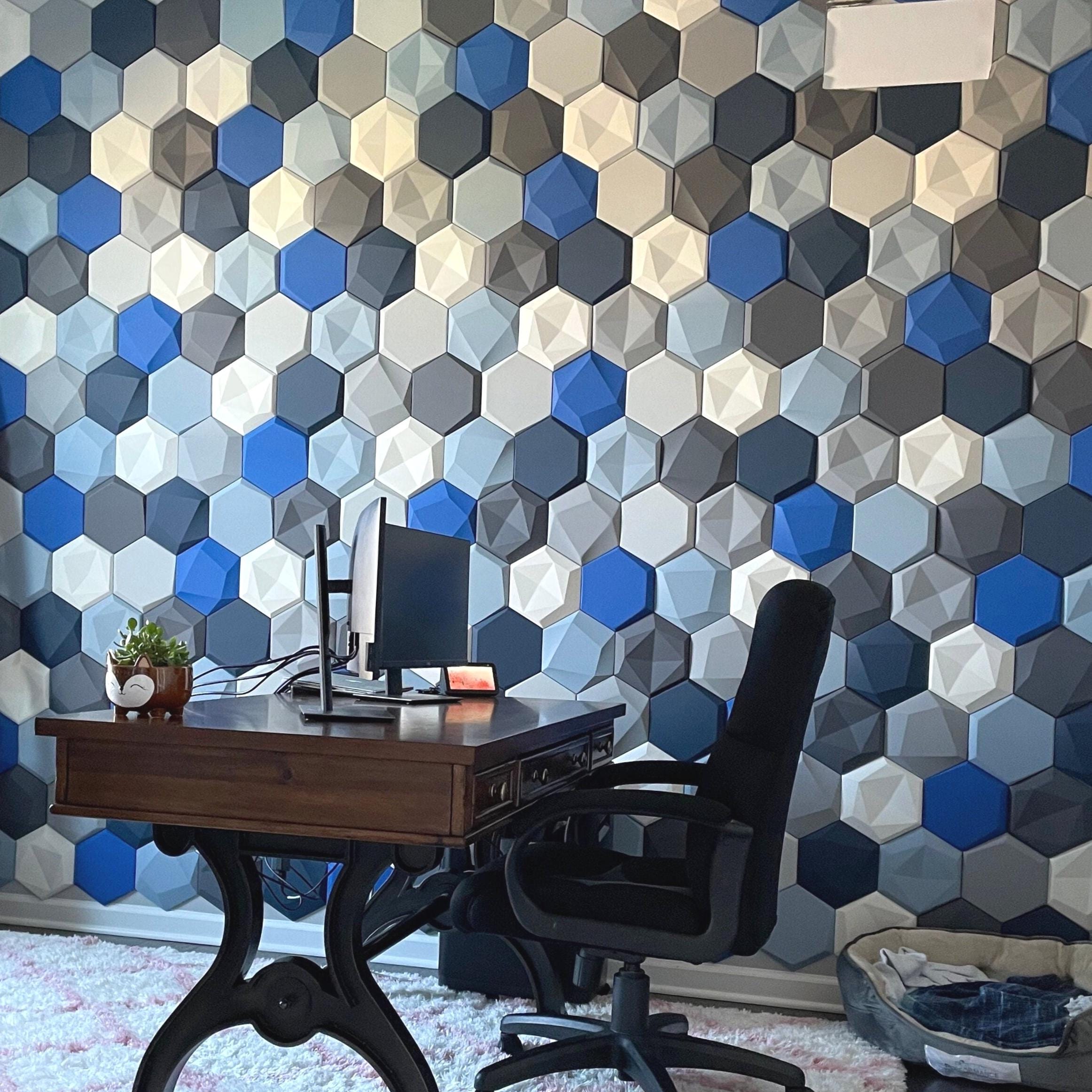 ACOUSTIC WALL Panel - Removable Decorative Hexagon - Block Sound