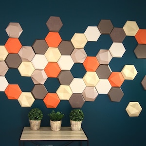 Panel de pared hexagonal 3D con decoración de tela de cuero sintético, azulejos de fondo modernos con absorción de sonido, adhesivo creativo fácil de usar para salpicaderos.