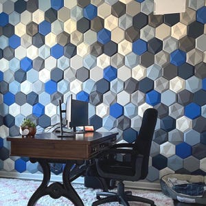 SOUND ABSORBER PANEL Pack of Acoustic foam panels Good looking hexagon tiles Wall accent 3D Wall Panel -Match color with room decoration
