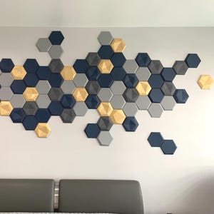 Decorative Soundproofing Tile Acoustic panel Sound absorbing Foam wall panel Dampening Hexagon Wall Art Custom colors Removable background