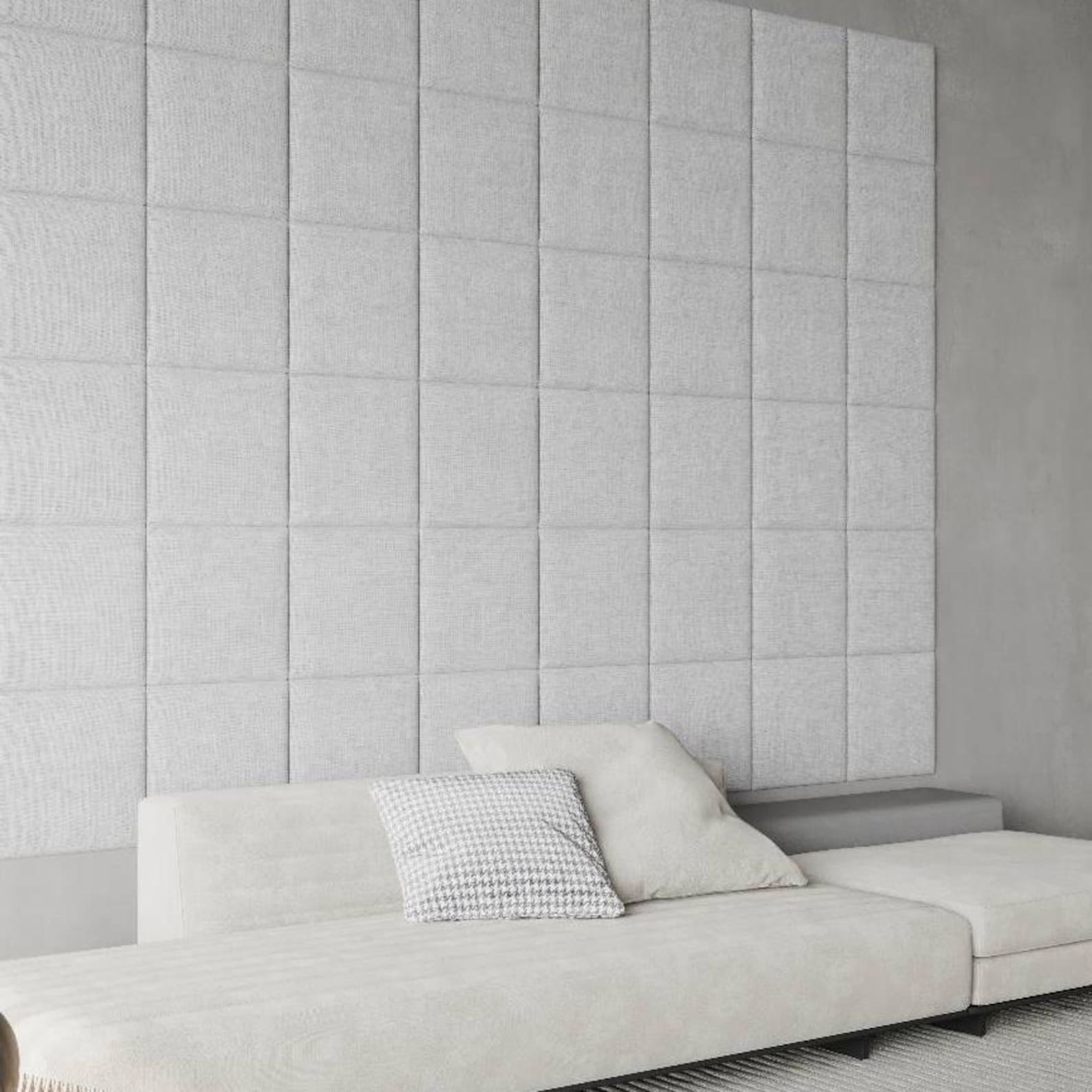 Image showcasing Wall Headboard UPHOLSTERED PANEL 30 COLORS, Custom Made Wall Panel ...