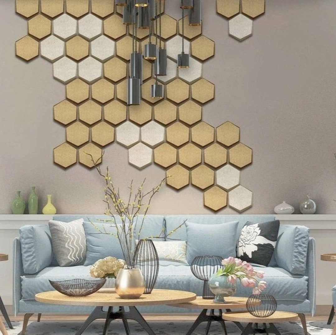 PANELES ACUSTICOS DECORATIVOS Pared o Techo Insonoriza habitación  Aislamiento acústico Absorba sonido Bloquea ruido Hexágono 3D 40 colores 