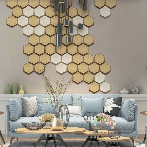 PANELES ACUSTICOS DECORATIVOS Pared o Techo Insonoriza habitación  Aislamiento acústico Absorba sonido Bloquea ruido Hexágono 3D 40 colores -   México