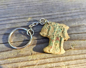 WW2 bomb shrapnel keyring made by hand by Mudlover Si-finds Thames Mudlark