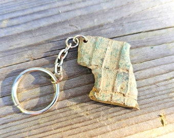 WW2 bomb shrapnel keyring made by hand by Mudlover Si-finds Thames Mudlark