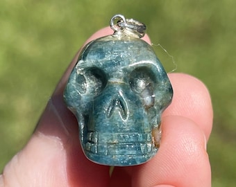 Blue Apatite Crystal Skull Pendants