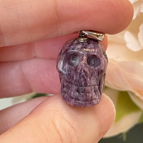 Purple Charoite Crystal Skull Pendant