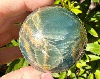 Lemurian Aquatine Calcite Crystal Sphere