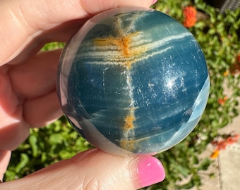 High Grade Lemurian Aquatine Calcite Crystal Sphere