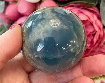 Rare Lemurian Aquatine Calcite Crystal Sphere