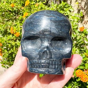Blue Richterite Magical Child Crystal Skull Carved by Leandro de Souza