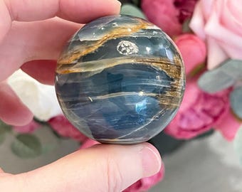 Rare Lemurian Aquatine Calcite Crystal Sphere