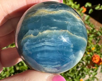 High Grade Lemurian Aquatine Calcite Crystal Sphere