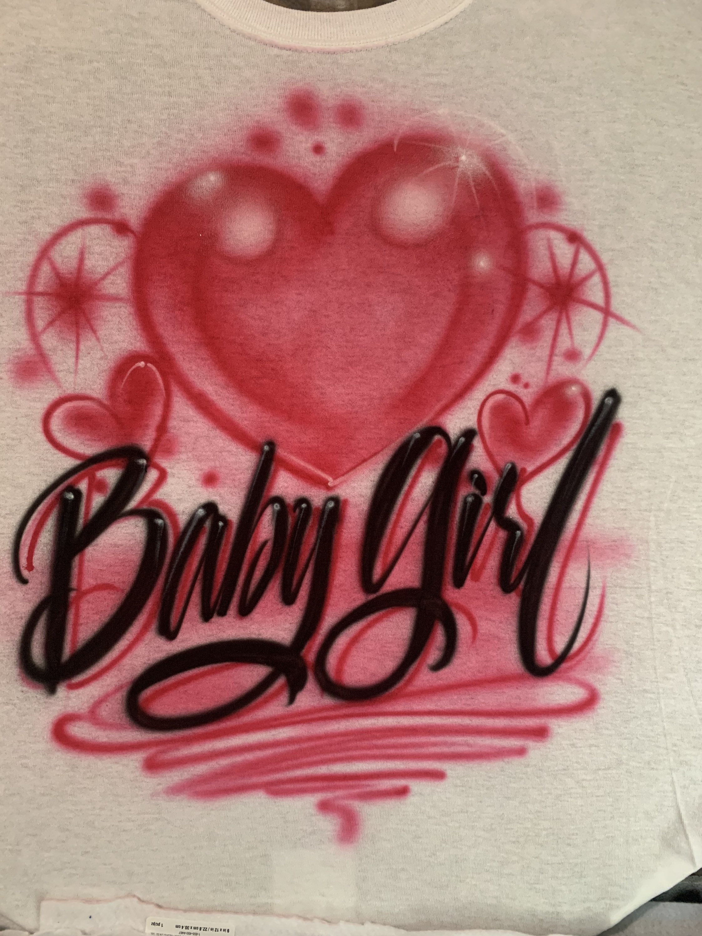 Baby Girl Hearts tee shirt airbrush design Etsy