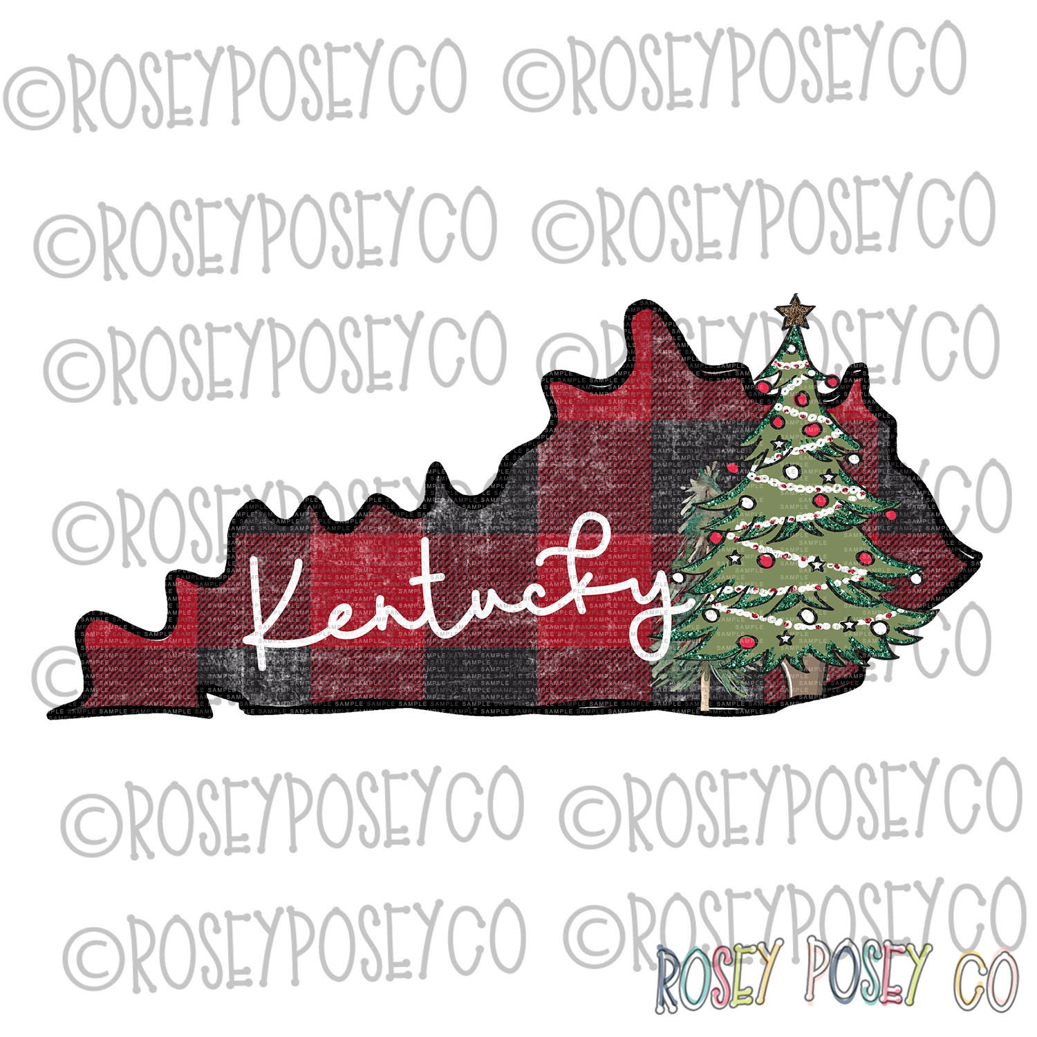 Kentucky PNG KY Christmas Merry Christmas Y'all Plaid Christmas Tree Sublimation Design Digital Download