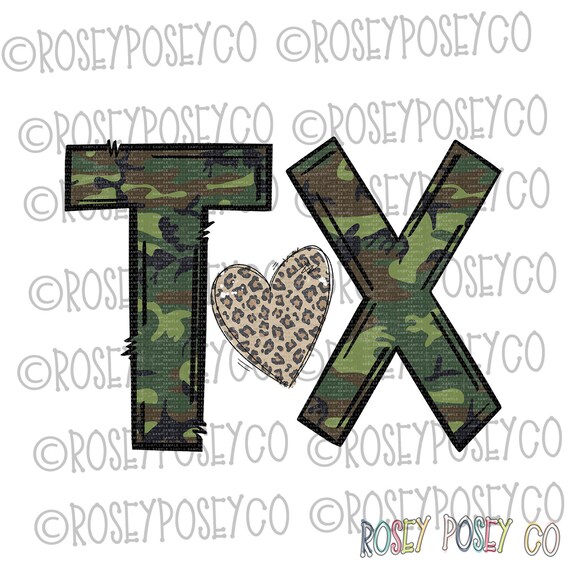 PNG TX Texas Leopard Heart Sublimation Design Digital Download Tie Dye