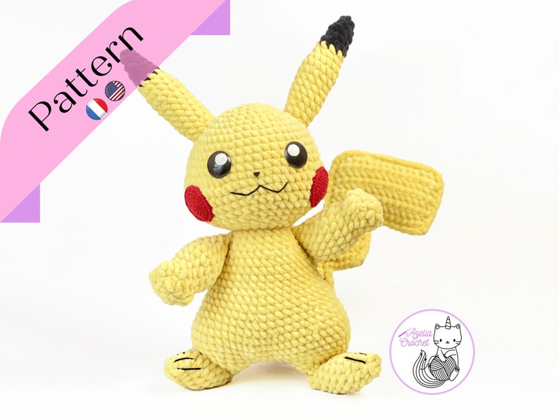 CROCHET PATTERN Pikachu Amigurumi PDF file English, French image 1