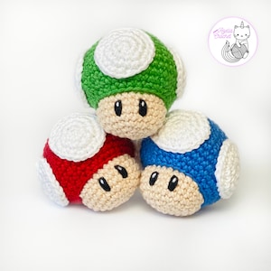 CROCHET PATTERN Mario bros mushrooms PDF file Français, Anglais image 5