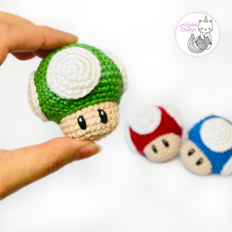 CROCHET PATTERN Mario bros mushrooms PDF file Français, Anglais image 4