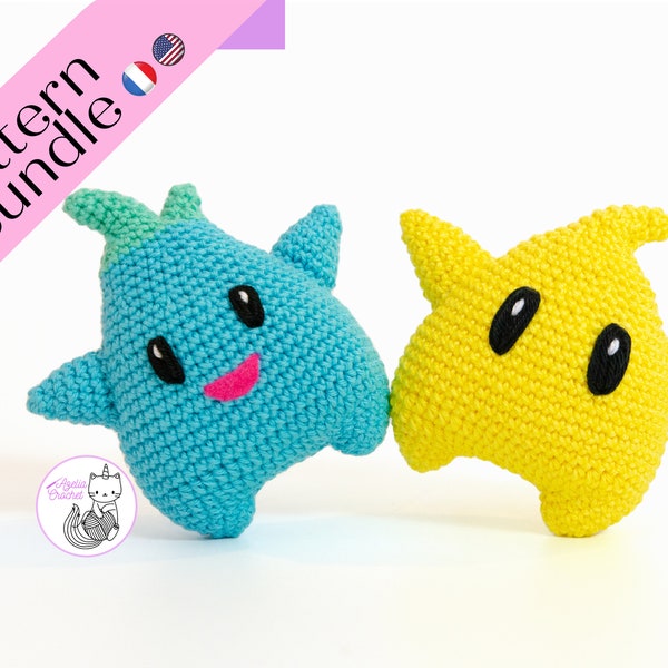 CROCHET PATTERN BUNDLE - Luma and Lumalee - Super Mario Galaxy - Pdf file - English, French