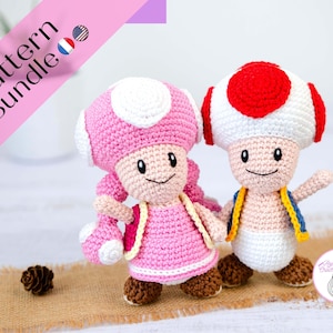 HÄKELMUSTERBÜNDEL - Toad und Toadette Super Mario bros - Pdf-Datei - Französisch, Englisch