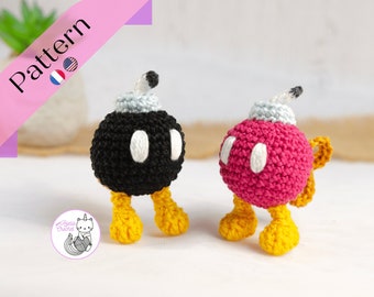 CROCHET PATTERN - Bob-Omb Super Mario bros - PDF file- English, French