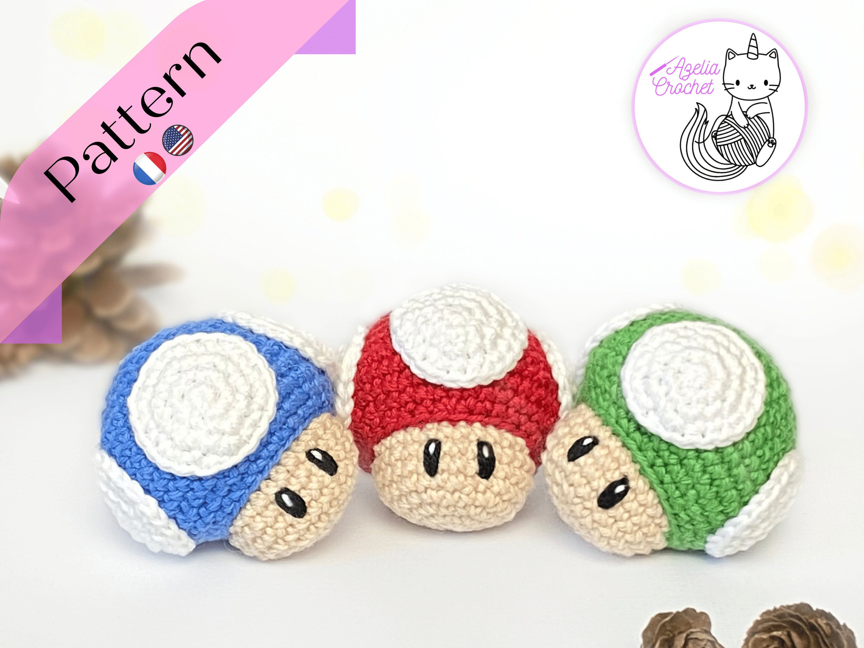 CROCHET PATTERN Mario Bros Mushrooms PDF File Français Etsy